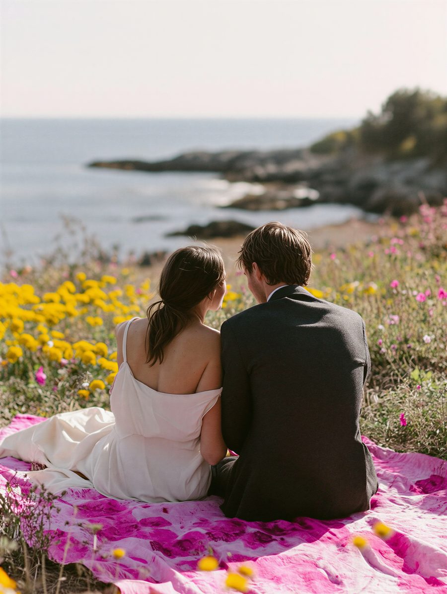 A couple looking out over the coast together